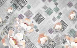 3D Фотообои Artegrafico «Восковые цветы с ромбами MN-012 акварель