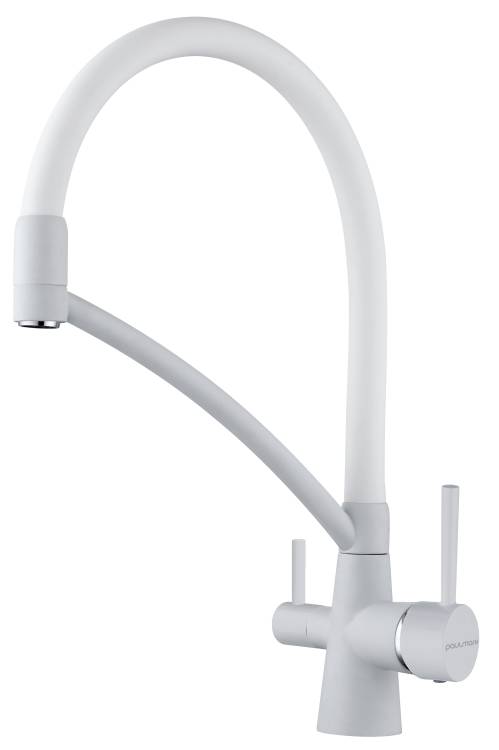 Смеситель для кухни Paulmark Siegen Si213111-WH с гибким изливом, белый матовый