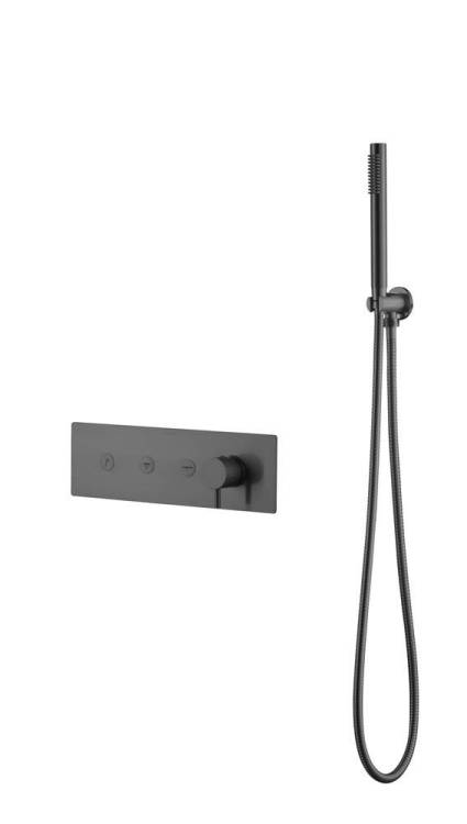 Смеситель для ванны и душа Boheme Fusion 130-SYS-GM с ручным душем, Gun Metal