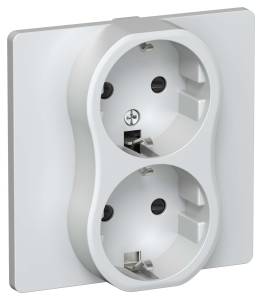 Розетка 2-местная с заземлением и шторками IEK Flite FI-R24C-16-1-K36 жемчуг