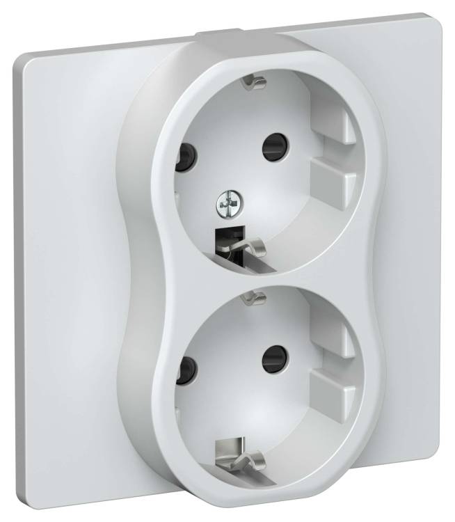 Розетка 2-местная с заземлением и шторками IEK Flite FI-R24C-16-1-K36 жемчуг