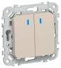 Выключатель 2-клавишный IEK Flite FI-V24-1-10-1-K88 льняной