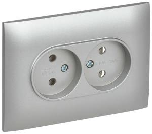Розетка 2-местная IEK Skandy SK-R20-10-K23-F серебряный