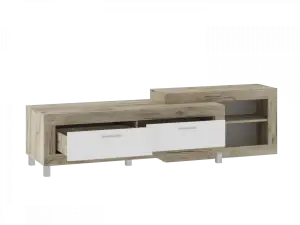 Тумба НК-Мебель Генезис ТВ Дуб Серый Крафт/Белый глянец
