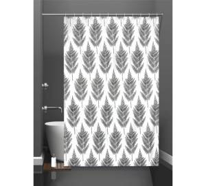 Штора для ванной Bath Plus Fur-Tree akch21037 с кольцами, 180x180, белый, черный