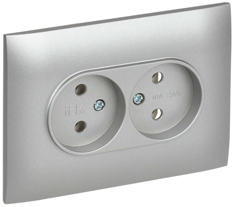 Розетка 2-местная IEK Skandy SK-R20-10-K23-F серебряный