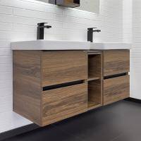 Тумба с раковиной Comforty Дартфорд-110 00-00013690CF дуб темно-коричневый с раковинами Адриана-45