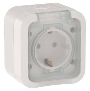 Розетка 1-местная с заземлением и крышкой IEK Tors TS-R16-16-55-K01 белый