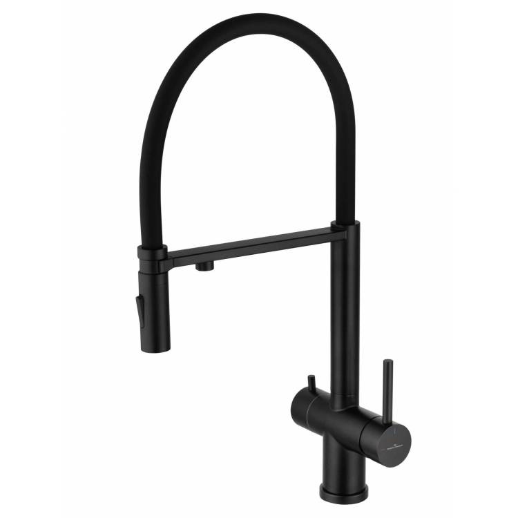 Смеситель для кухни Wonzon & Woghand WW-88458009-MB под фильтр, с гибким изливом, черный матовый