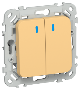 Выключатель 2-клавишный проходной IEK Flite FI-V22-1-10-1-K90 золотарник