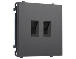Комплект механизма компьютерной двойной розетки Ambrella Volt Sigma MS662110 антрацит серый