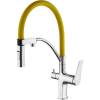 Смеситель для кухни Lemark Comfort LM3074C-Yellow с гибким изливом, хром, желтый