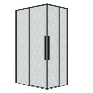 Душевой уголок Grossman Galaxy 300.K33.01.90R10L.21.02 профиль черный матовый, стекло шиншилла, 90x100x195