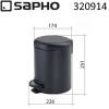Урна SAPHO POTTY для бытового мусора, с педалью, 3 л, черный матовый, нержавеющая сталь фото 6