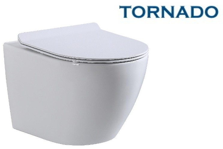 Унитаз подвесной beWash Minimal BKWHT003480 смыв торнадо, безободковый, сиденье микролифт, белый глянец