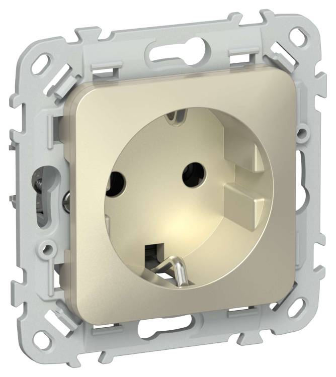 Розетка 1-местная с заземлением IEK Flite FI-R11-16-1-K37 шампань