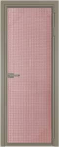 Межкомнатная дверь Profil Doors 1 AV цвет профиля Никель матовый, стекло безопасное 6 мм кризет розовый 600x2000