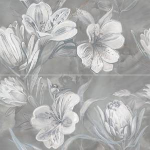 Панно Azori Opale 588912003 Grey Flower (из 2-х плиток) 63x63