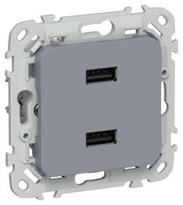 Розетка USB type A+A IEK Flite FI-U21-D31-K35 маренго