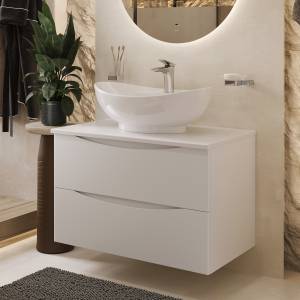 Тумба с раковиной BOND Cube T05805-S15590 белая матовая, 80 см