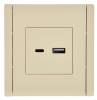 Розетка USB type A+C IEK Forte&Piano FP-U22-018-K10 ваниль фото 3