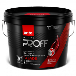 Краска фасадная силиконизированная Brite Pro Line Proff Fasade база А 9 л