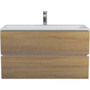 Тумба с раковиной Uperwood Barsa 29830205648 подвесная, белая, дуб сонома, 90 см