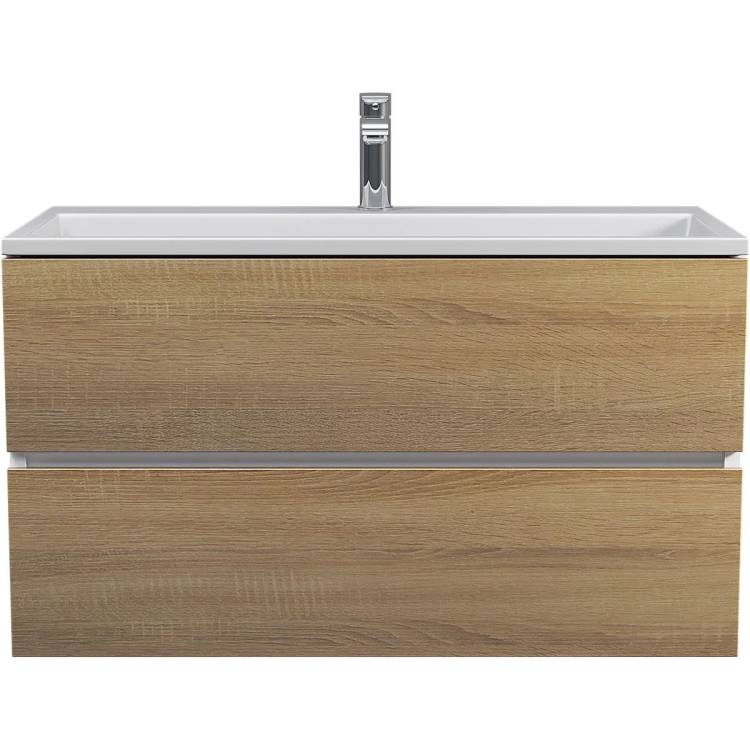 Тумба с раковиной Uperwood Barsa 29830205648 подвесная, белая, дуб сонома, 90 см