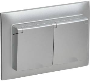 Розетка 2-местная с крышкой IEK Skandy SK-R26-16-44-K23-F серебряный