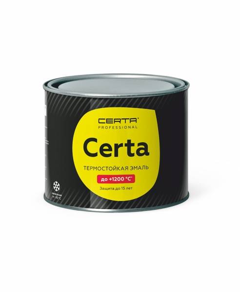Эмаль термостойкая антикоррозионная до 700°С Certa серебристая RAL 9006 0.4 кг