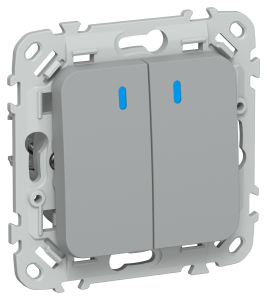 Выключатель 2-клавишный проходной IEK Flite FI-V22-1-10-1-K03 серый
