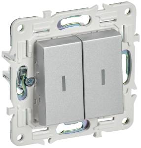 Выключатель 2-клавишный проходной IEK Skandy SK-V22-1-10-K23 серебряный