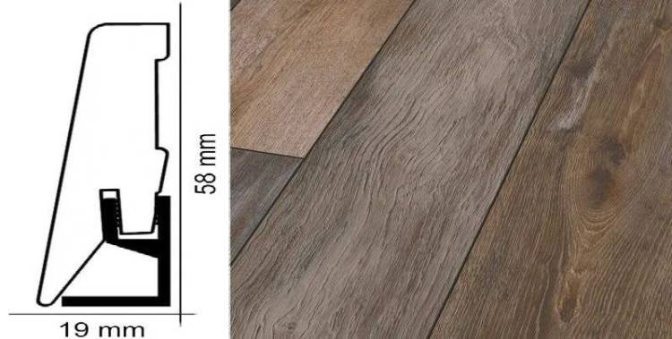 Плинтус Kronotex ktex1 Дуб рустик Коричневый 2400x58x19