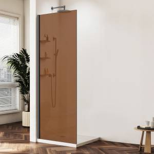 Душевая перегородка Vincea Walk in WS VSW-1HWS900GSGM профиль вороненая сталь, стекло янтарь, 90x200