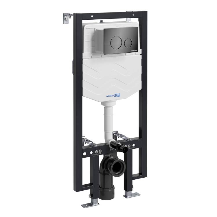 Система инсталляции для унитазов Wasserkraft Vils 56TLT.010.ME.PB02 клавиша черный глянцевый
