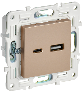 Розетка USB type A+C IEK Skandy SK-U22-D31-K98 песочный