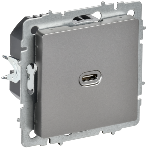 Розетка USB type C IEK Brite BR-U13-065-K46 сталь