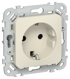 Розетка 1-местная с заземлением IEK Flite FI-R11-16-K86 сливочный