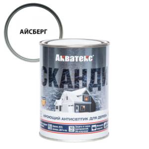 Антисептик для древесины кроющий акриловый Акватекс Сканди полуматовый, база А, айсберг 0.75 л