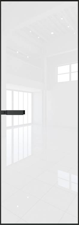Межкомнатная дверь Profil Doors 1 AGN цвет профиля Черный, стекло безопасное 4 мм lacobel белый лак 800x2000