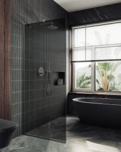 Душевая перегородка MaybahGlass MGD-698-5у 79x195, стекло графит 8 мм, профиль хром матовый