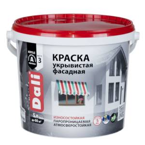 Краска фасадная укрывистая износостойкая паропроницаемая Dali глубокоматовая база C 5 л