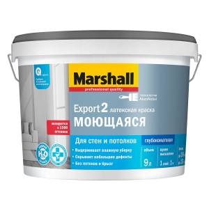 Краска для стен и потолков латексная Marshall Export 2 глубокоматовая база BC 9 л