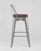 Набор из 6 полубарных стульев Stool Group Tolix YD-H675E-W YG-15 X6 серебристый матовый, темное дерево, со спинкой фото 4