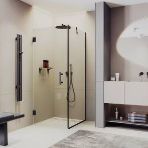 Душевой уголок MaybahGlass MGY-1304-6 профиль черный, стекло бесцветное, 1005x995x1950