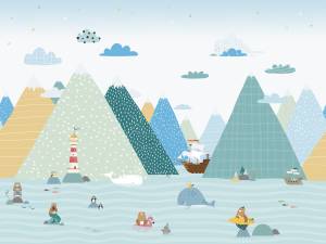 Бесшовные Eco обои Ortograf Little friends 34412 Приключения на маяке Ворс+ ОЕ+