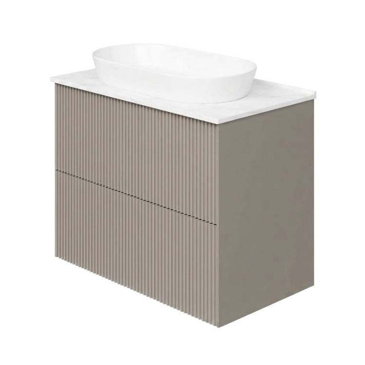 Тумба с раковиной La Fenice Terra Twin Cappuccino NFNC-01-TER-C-80-2-3-M-GG бежевая матовая, 80 см