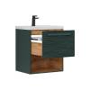Тумба с раковиной Equil Gleam 60 подвесная, с нишей, зеленый камень, дуб вотан фото 2
