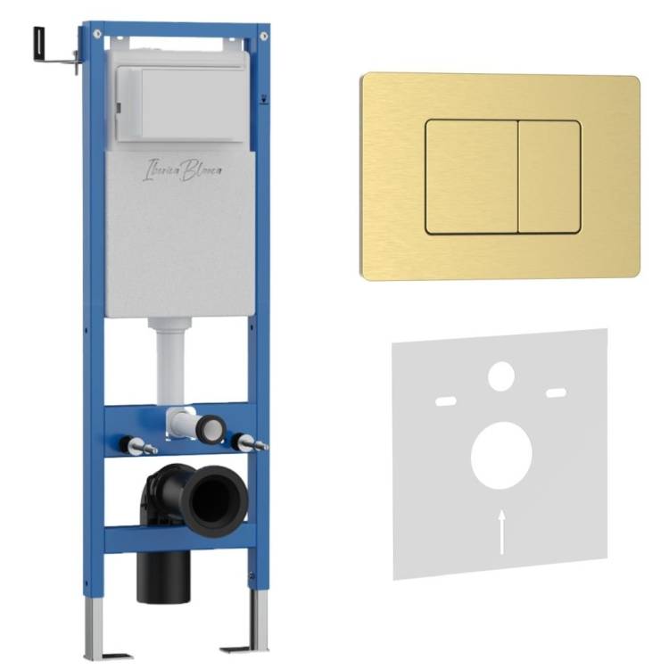 Система инсталляции для унитазов Iberica Blanca Inox-C IB.001M.115 кнопка смыва золото матовое