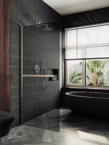 Душевая перегородка MaybahGlass MGD-729-5ш 79x195, стекло графит 8 мм, профиль хром матовый